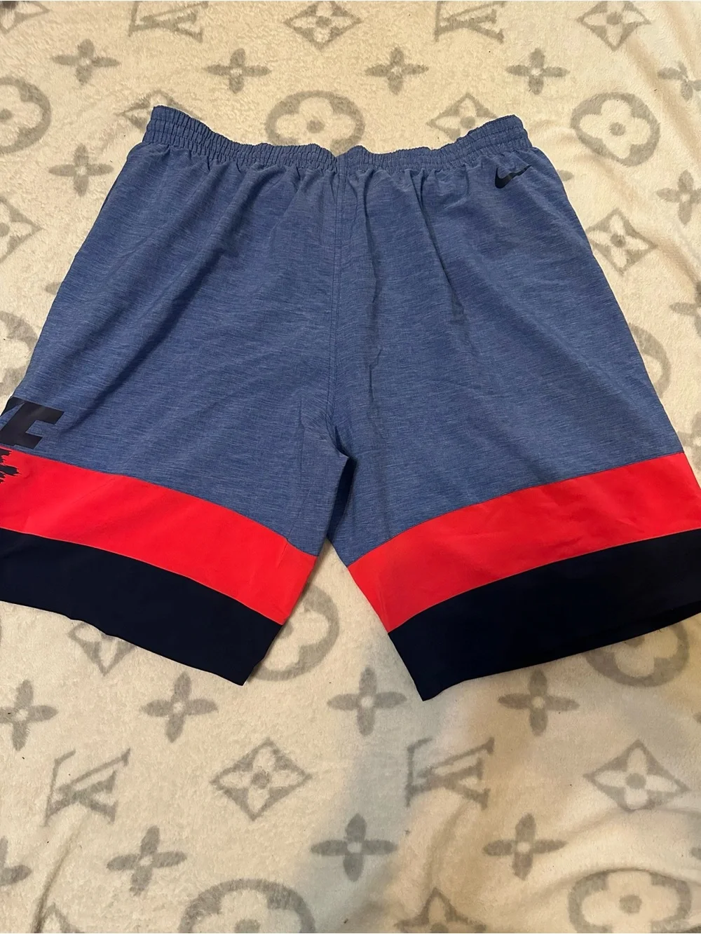 Nike Men's Blue Swim Trunks with Red & Navy Colorblock